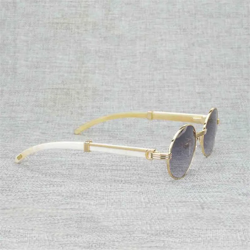 2023 Designer Glasses New Natural Wood Sunglasses Men Round Black White Buffalo Horn Clear Glasses Metal Frame Oculos Wooden Shades For Summer Accessories