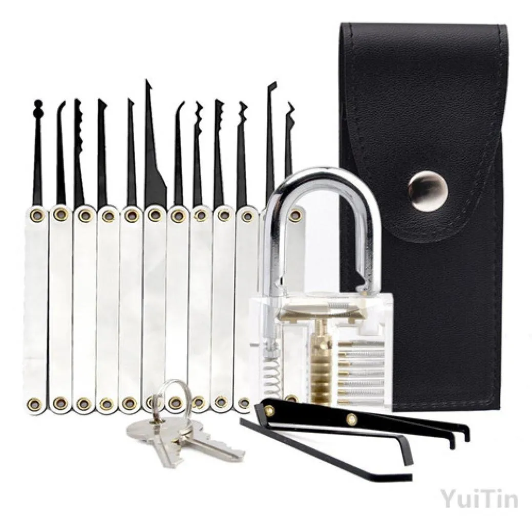 Set Lockpick Transparent Cutaway 15-Piece Lock Pick Set with Padlock and Locksmith ...