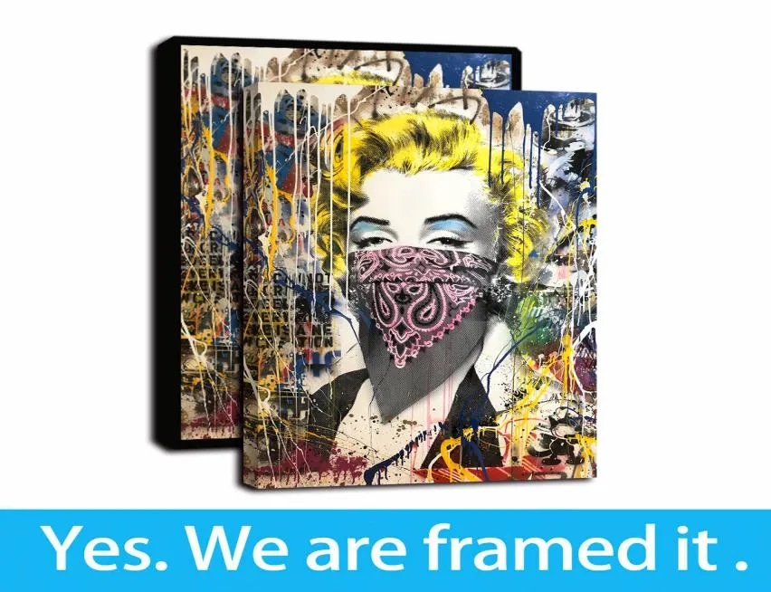 Banksy Graffiti Street Art Bunte Marilyn von Mr. Brainwash Porträt Leinwanddrucke Ölgemälde Poster Wandmalerei Home Decor8495076