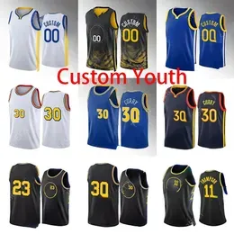 Custom Youth kids Jersey Stephen 30 Curry Draymond 23 Green Andrew 22 Wiggins Klay 11 Thompson 3 Poole 00 Jonathan Kuminga Basketball Jerseys