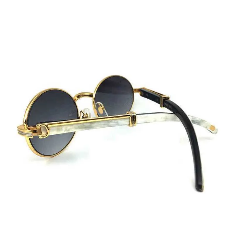 2023 Designer bril Nieuwe witte zwarte buffelhoornframe ovale ontwerper zonnebril voor optische bril voor mannen