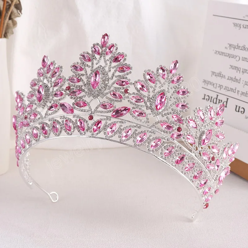 Luxus süße rosa Kristall Tiara Krone elegante Prinzessin Tiara Hochzeit Geburtstag Party Haar Kleid Zubehör Schmuck