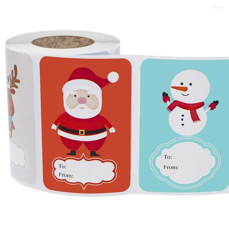 Geschenkverpackung 250 STÜCKE Weihnachtsaufkleber 2" 3" Rechteck Box Label Sticker Grußkarte Einladung Verpackung Dekoration Tag DIY Von To