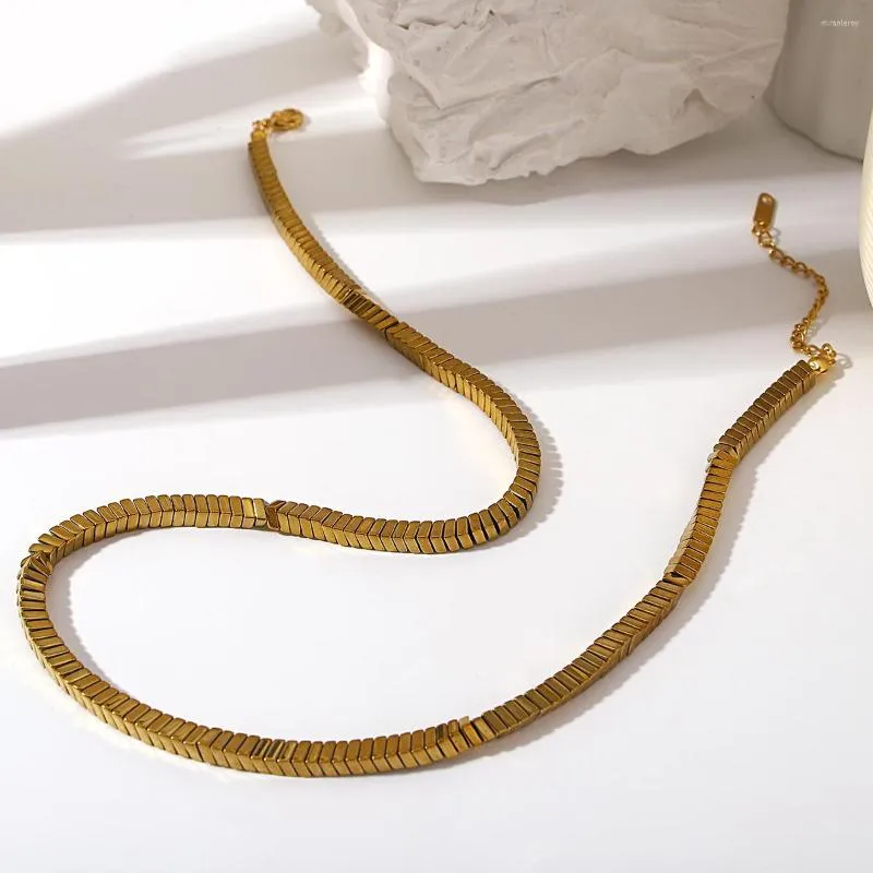 Ketens aensoa roestvrij stalen vierkante ketting ketting ketting voortreffelijk 18k goud vergulde choker voor dames bijoux femme sieraden