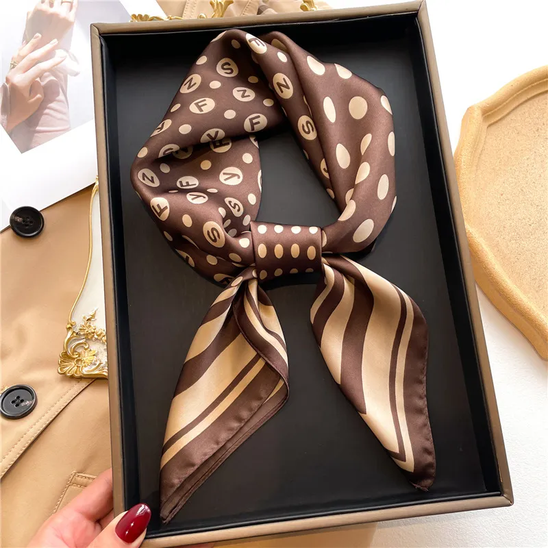 Foulard bandeau soie femme point lettre géométrique foulard marque anniversaire noël cadeau nouveau