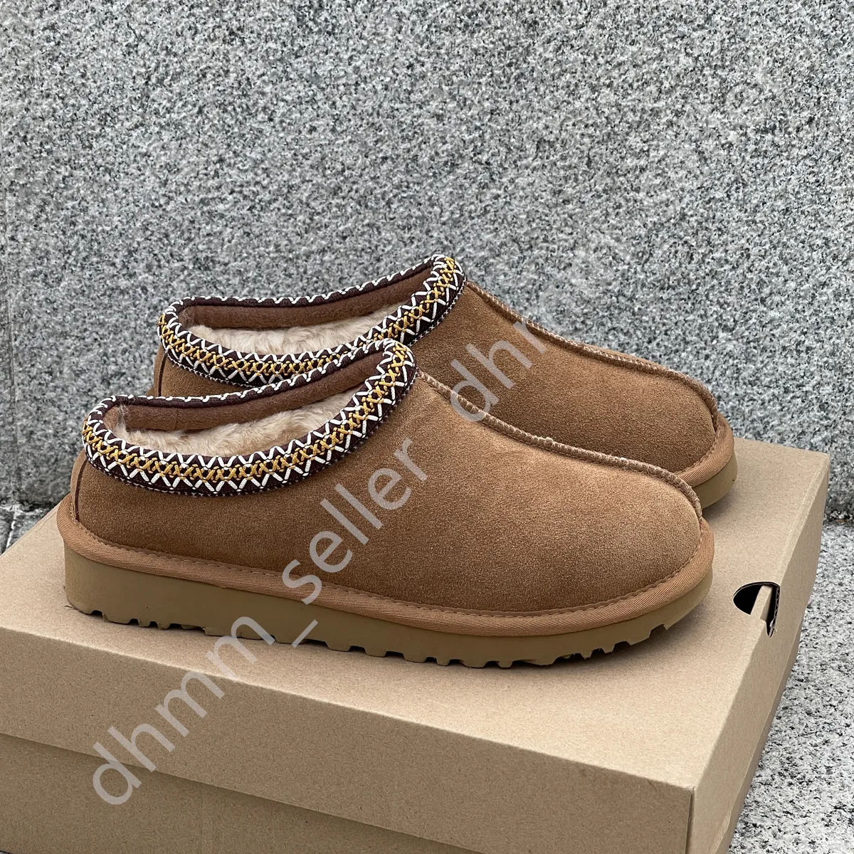 Tasman terlik tazz kestane kürk slaytlar koyun derisi shearling klasik ultra mini platform önyükleme kış katırları kadınlar erkekler sw-on ayakkabı üst yün sonbahar boyutu 35-44