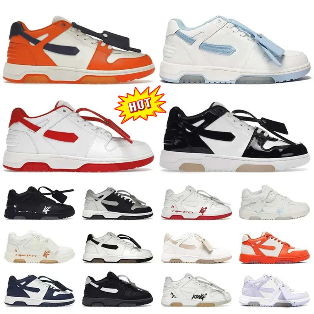 Designer Offes Chaussures Blanches Hommes Femmes Top Qualité Casual Chaussures Hors Bureau Baskets Basses Noir Blanc Rose Cuir Bleu Clair Baskets Brevetées Coureurs Sneaker 36-45