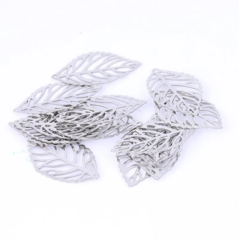 Breloques 20 pièces en acier inoxydable filigrane feuille perles pour boucles d'oreilles pendentifs fabrication de bijoux fournituresCharms