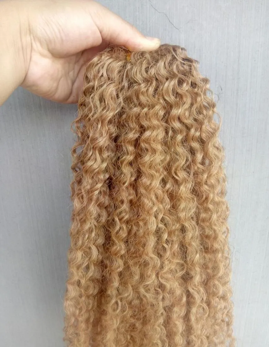Бразильские девственные волосы Remy Kinky Curly Weft Human Extensions, блондинка, 270 цветов, 100 г, один пучок Weaves7048674