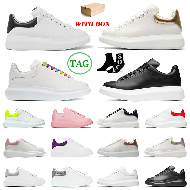 Hot 2023 Llegada Diseñador Zapatos para correr Mocasines con cordones de gran tamaño Hombres Mujeres Negro Blanco Oro Zapatillas de deporte de cuero Zapatillas de suela plana Jogging Tamaño 36-45