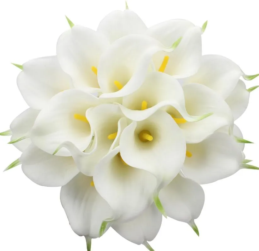 Dekorativa blommor kransar 10st högkvalitativa konstgjorda calla lily för diy brud bröllop bouquet centerpieces hem dekorekorativ