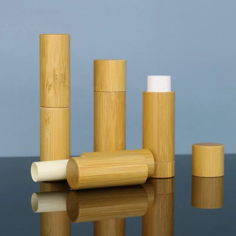 Boş Ambalaj Şişesi Dudak Parlatıcı Tüp Doğal Bambu DIY Ruj Dudakları Kozmetik Doldurulabilir Konteyner