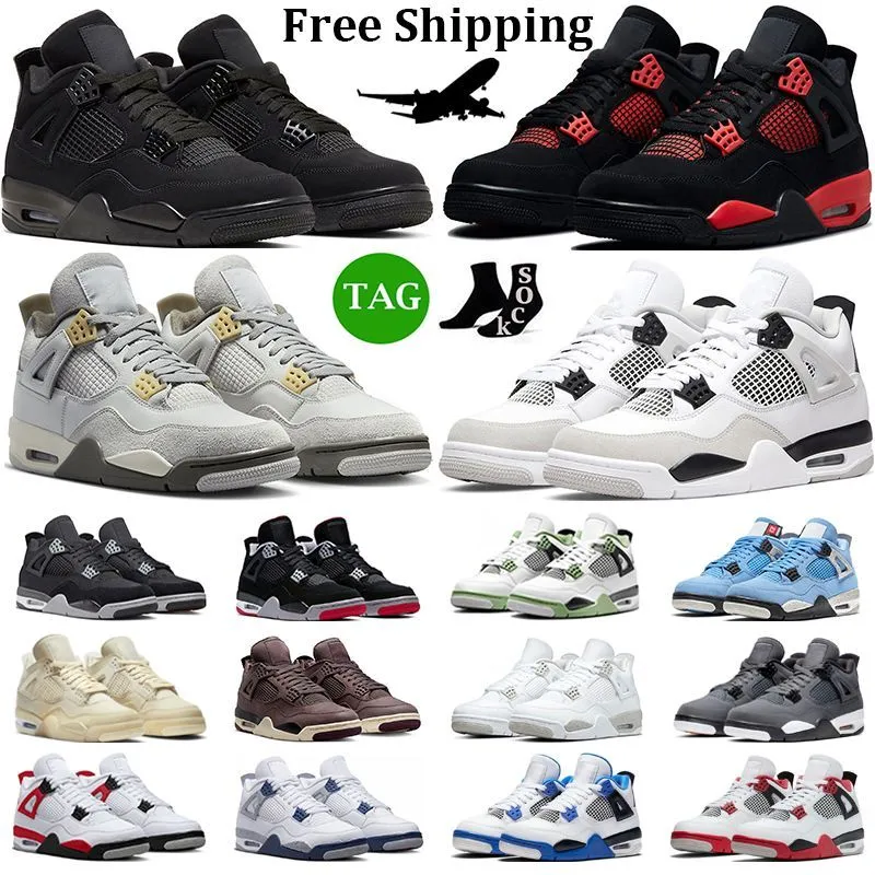 2023 Jumpman 4 4s Basketball Chaussures Hommes Femmes Black Cat Photon Dust Military Black Seafoam Red Thunder University Blue Mens Trainers Outdoor Sneakers pour femmes et hommes