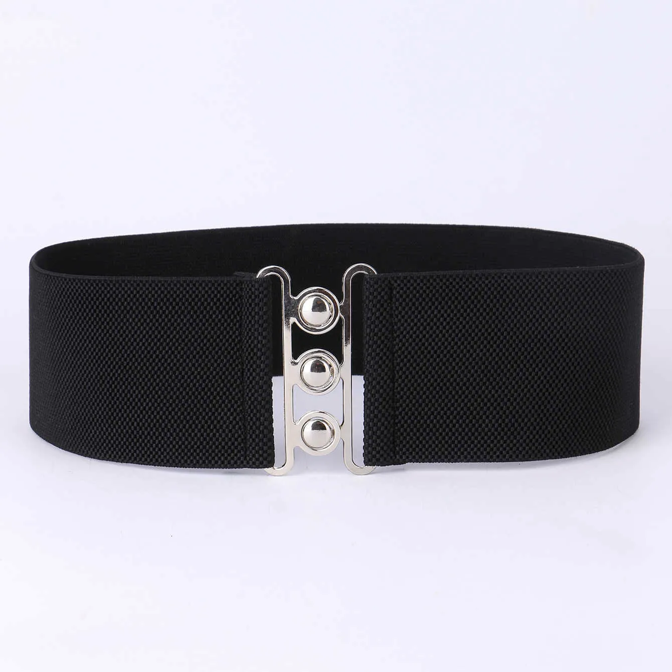 Black Elastic 7.5cm Wide Belts For Women Classic All Purpose Style