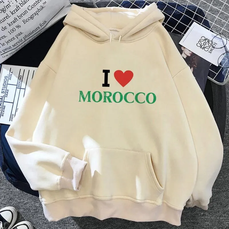 Maroc Morocco Womens Anime Korean Style Fleece Red Graphic Hoodie