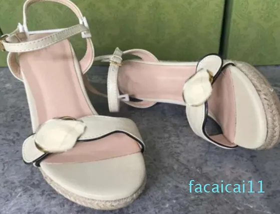 Sommer-Sandalen mit Plateausohle für Damen und Mädchen, Damen, Keilabsatz, weiß, schwarz, modischer High-Heel-Leder-Designer-Espadrille-Hanf