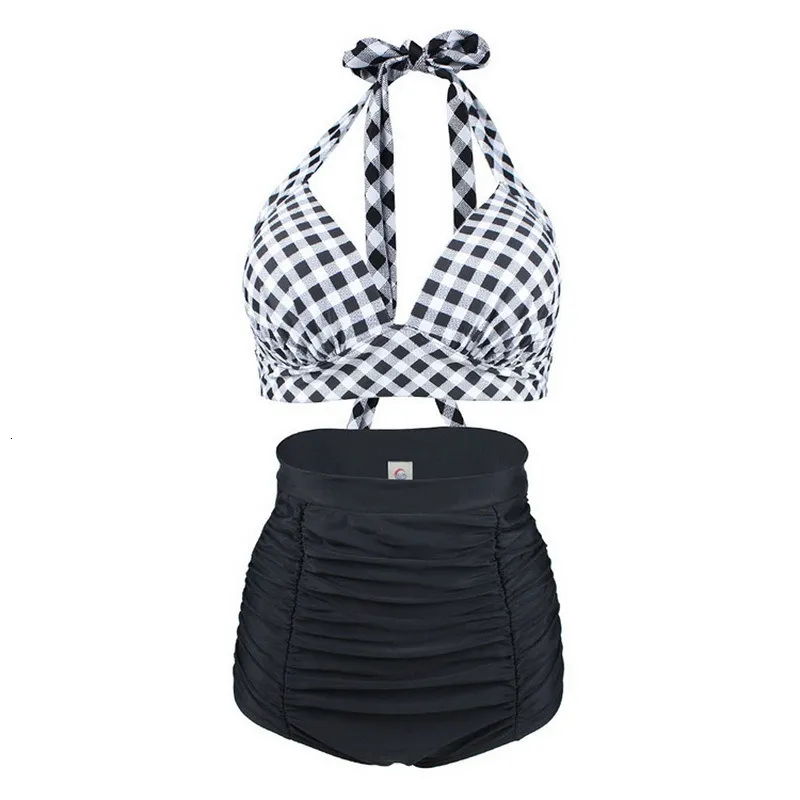 Black and white plaid bathing suit sale