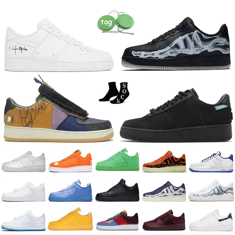 af1 off white nike air force 1 airforce travis scott one skeleton sneakers 화이트 블랙 디자이너 슈즈 여성용 남성용 그린 MCA 블루 페이즐리 LX UV 리액티브 스니커즈