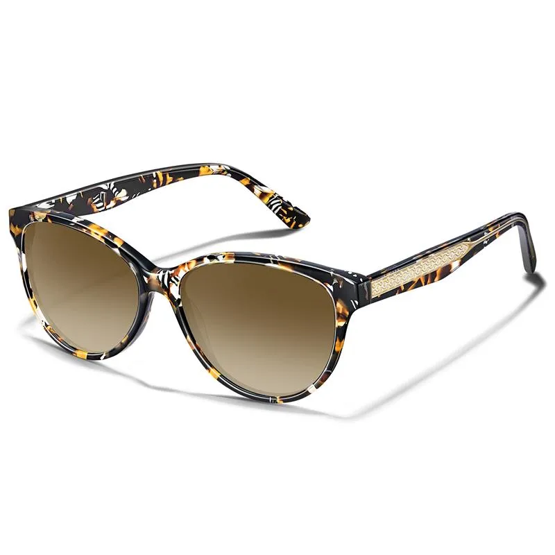 Handcrafted Polarized Cat Eye Sunglasses with UV Protection CARFIA Acetate Black White Cat Eye Sunglasses for Women  main image 4