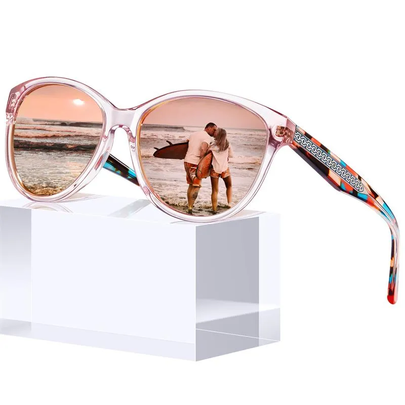 CARFIA Lunettes de soleil polarisées Cateye pour femmes, protection UV, monture en acétate fabriquée à la main en Italie avec noyau en fil à motif en relief