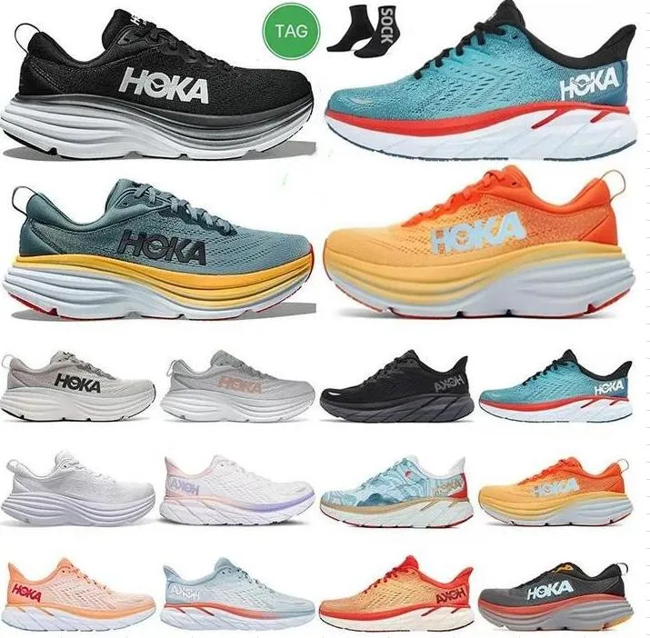 HOKA One One Bondi 8 Running Shoes Carbon x 2 Athletic Clifton 8 Profly training Sneakers On Cloud Blue dhgate Women Mens Highway Marathon Hokas Shoe Sports Trainers