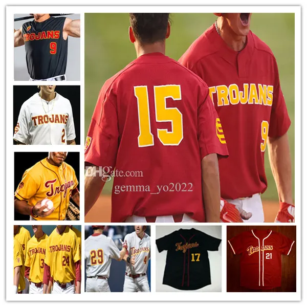 Custom USC Trojans College 야구 저지 Connor Clift Tyler Stromsborg Blake Sodersten Josh Blum Caden Connolly Austin Overn Cole Gabrielson Ethan Hedges Lopez