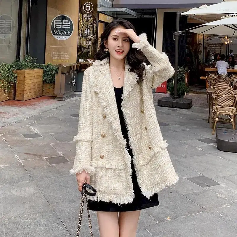 Costumes pour femmes UNXX 2023 Automne Style coréen Blazer lâche Femme élégante Tweed Petit parfum Vent Design Sens Niche Tempérament Veste
