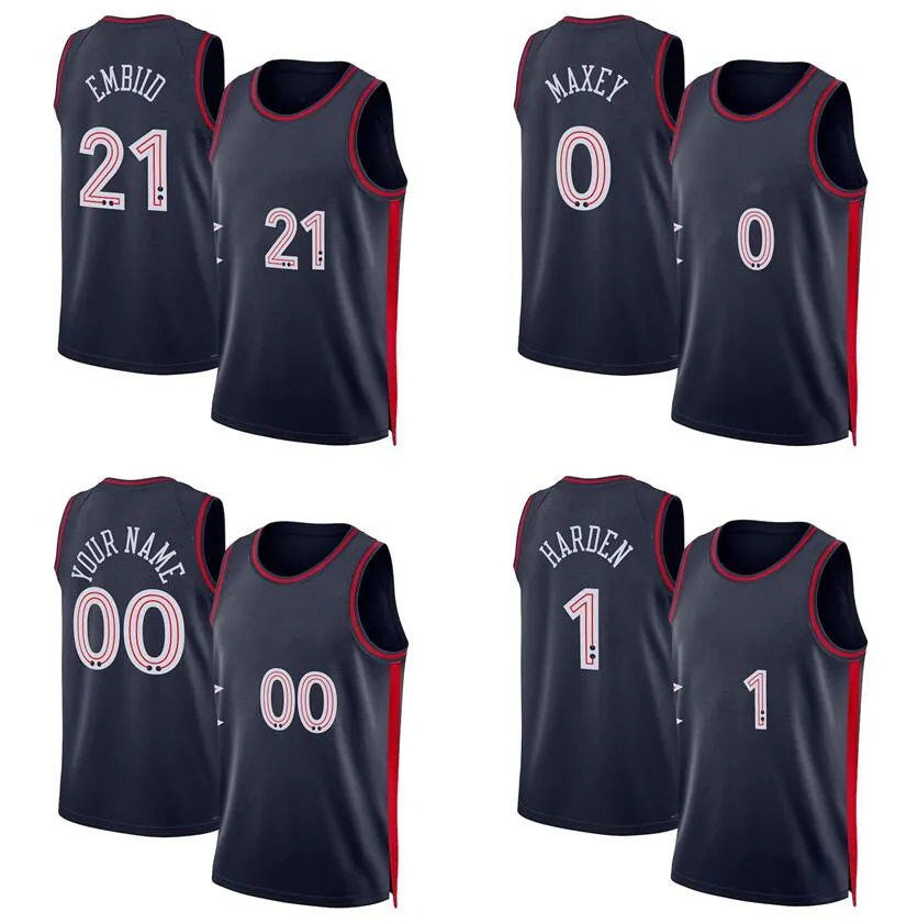 Maglia da basket Joel Embiid Tyrese Maxey Tobias Harris James Harden 2023/24 versione città Uomo Donna Gioventù Maglie S-XXL