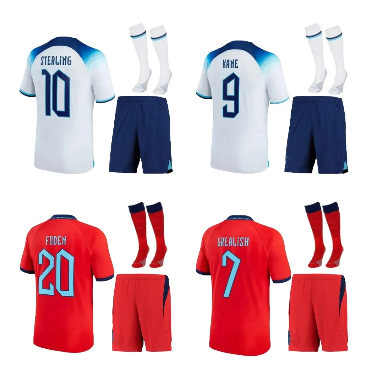 Kids Kits Football Kits Englands Soccer Coreys Saka Foden Bellingham Rashford England Kane Sterling Grealish National Elem