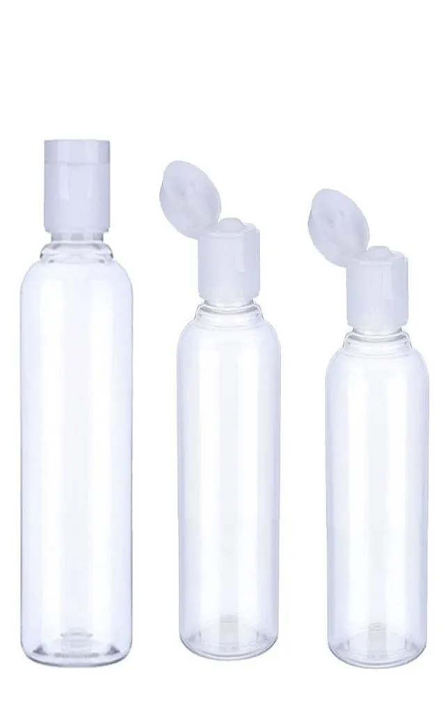 50pcs 10 30 50 60 100 ml Pusta przezroczysta plastikowa opakowanie plastikowa butelka z wodą krystalicznie przezroczystą klapkę górną czapkę pojemniki na opakowanie T206441816