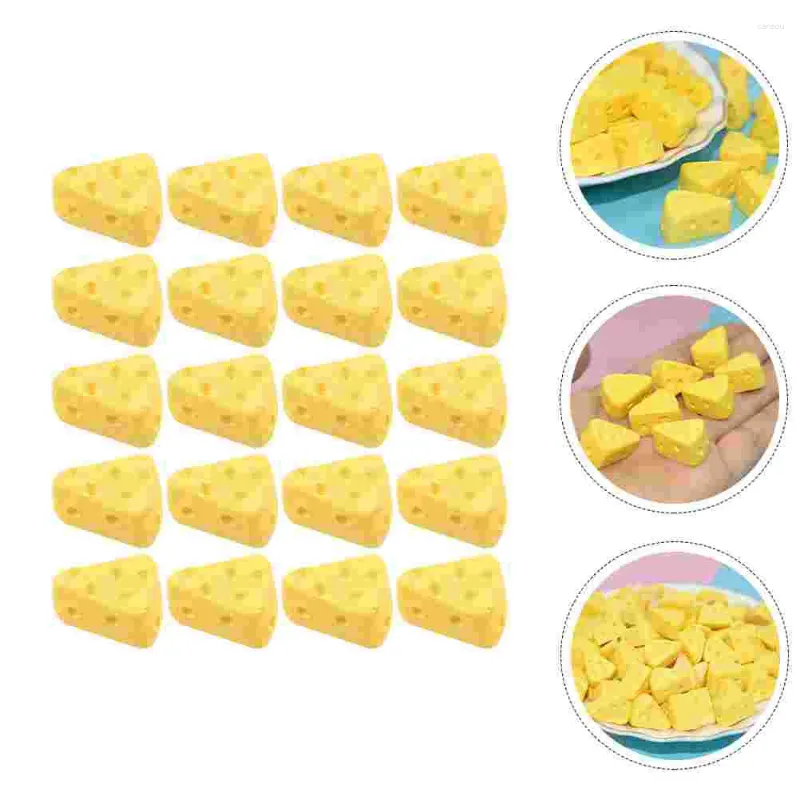 Decoração de festa 50pcs simulado queijo triângulo bolos modelos bolo adornos (amarelo)