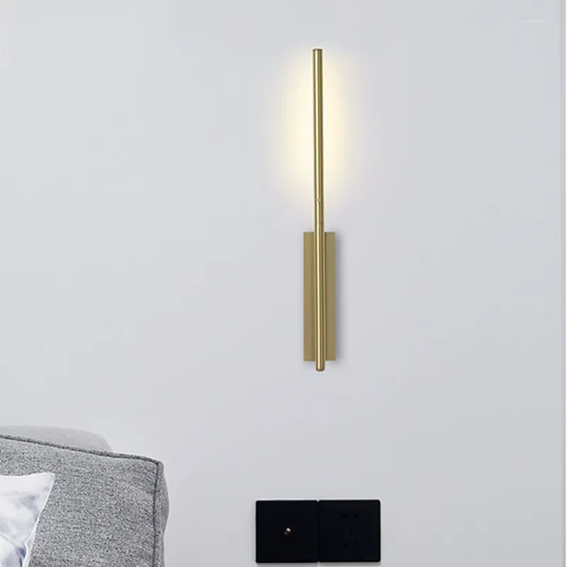Vägglampor nordisk minilamp ledde långt modernt guldjärn för vardagsrum sovrum kök inomhus heminredning kafé ljus ljus