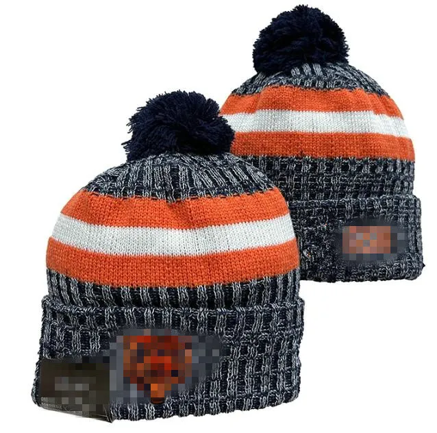 Mężczyźni z mankiet pomanki poma Chicago Valuies Chi Bobble Hats Sport Dzianin Hat Stripeed Wełna Wełna ciepłe czapki baseballowe Cap dla kobiet A1