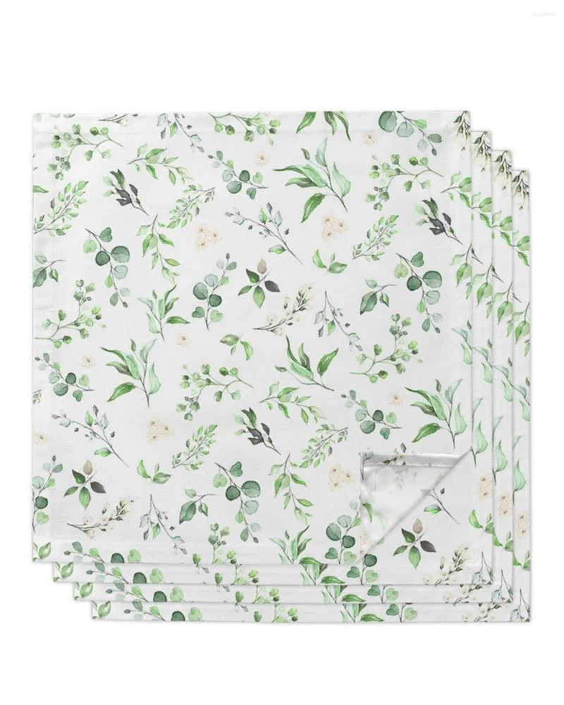 Serviette de table 4 pièces fleurs feuilles vert Vintage ferme carré 50cm décoration de mariage tissu cuisine dîner serviettes de service