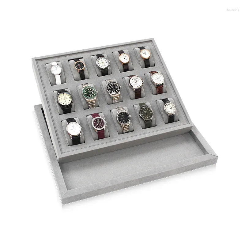 Watch Boxes Velvet Box Storage Case Large Organizer Men Mechanical Wrist Watches Tray Display Collection Accessories Gift