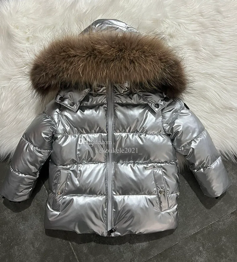 Vinter förtjockas fleece barn jacka bomull varm ner parkas jacka kappa raccoon päls krage unisex pojkar flickor utomhus vindtät ytterkläder kappa