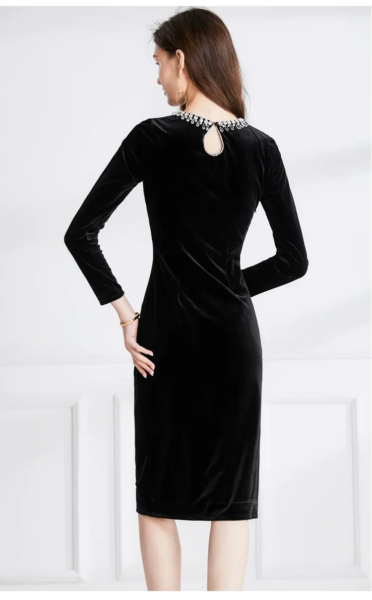 black long dress with bell sleeves Black V-Neck Elegant Maxi Dress With Slit And Long Bell Sleeves – SYLEND