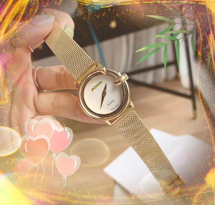 Populaire petit cadran de luxe mouvement à quartz montre bracelet en maille d'acier inoxydable complet femmes horloge ronde visage amoureux super lumineux étanche couleur or boîtier montres