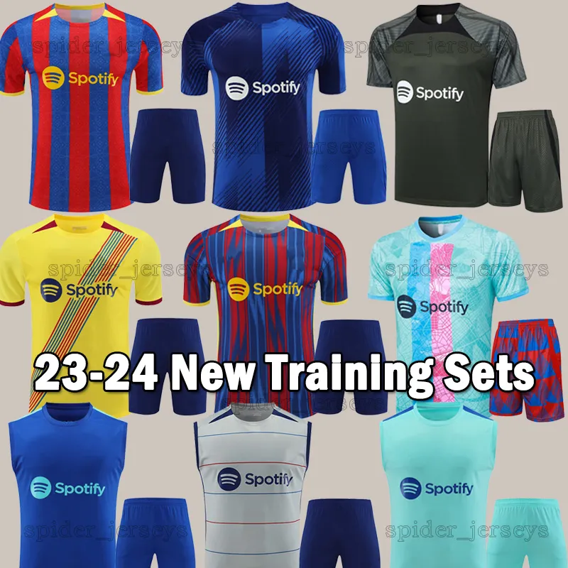 23 24 Barcelonas Tracksuits Soccer Jerseys 2023 2024 Training Football Shirt Pedri Gavi Lewandowski Bars Vest Soccer Set's Adult Kits