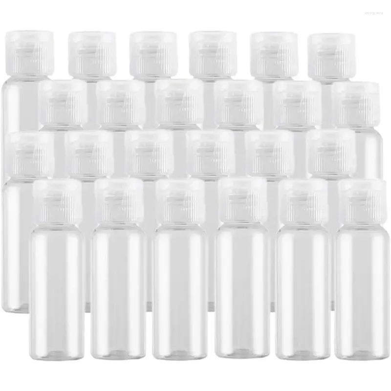 Aufbewahrungsflaschen 24PCS 5/8 / 10ML Mini durchsichtiger Kunststoff leer mit Flip-Cap Kleine Reisebehälter für kosmetische Probenlotion