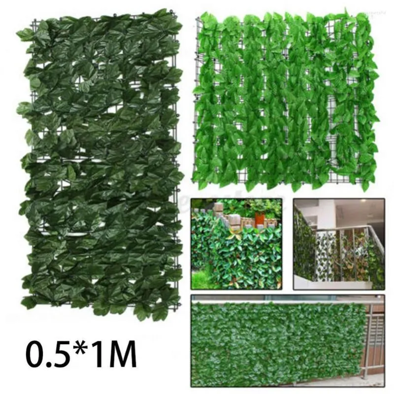 Dekorativa blommor 50x100 cm Artificial Leaf High Simulation Gloss Roll Privacy Screen Hedg Wall Fisp Balkony Decor