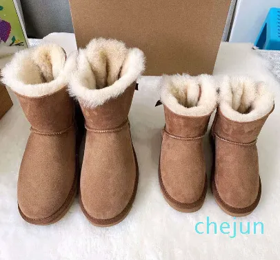 Kinder-Schneestiefel mit Schleife, neues Design, Winter-Knöchelschuhe für Mädchen und Kinder