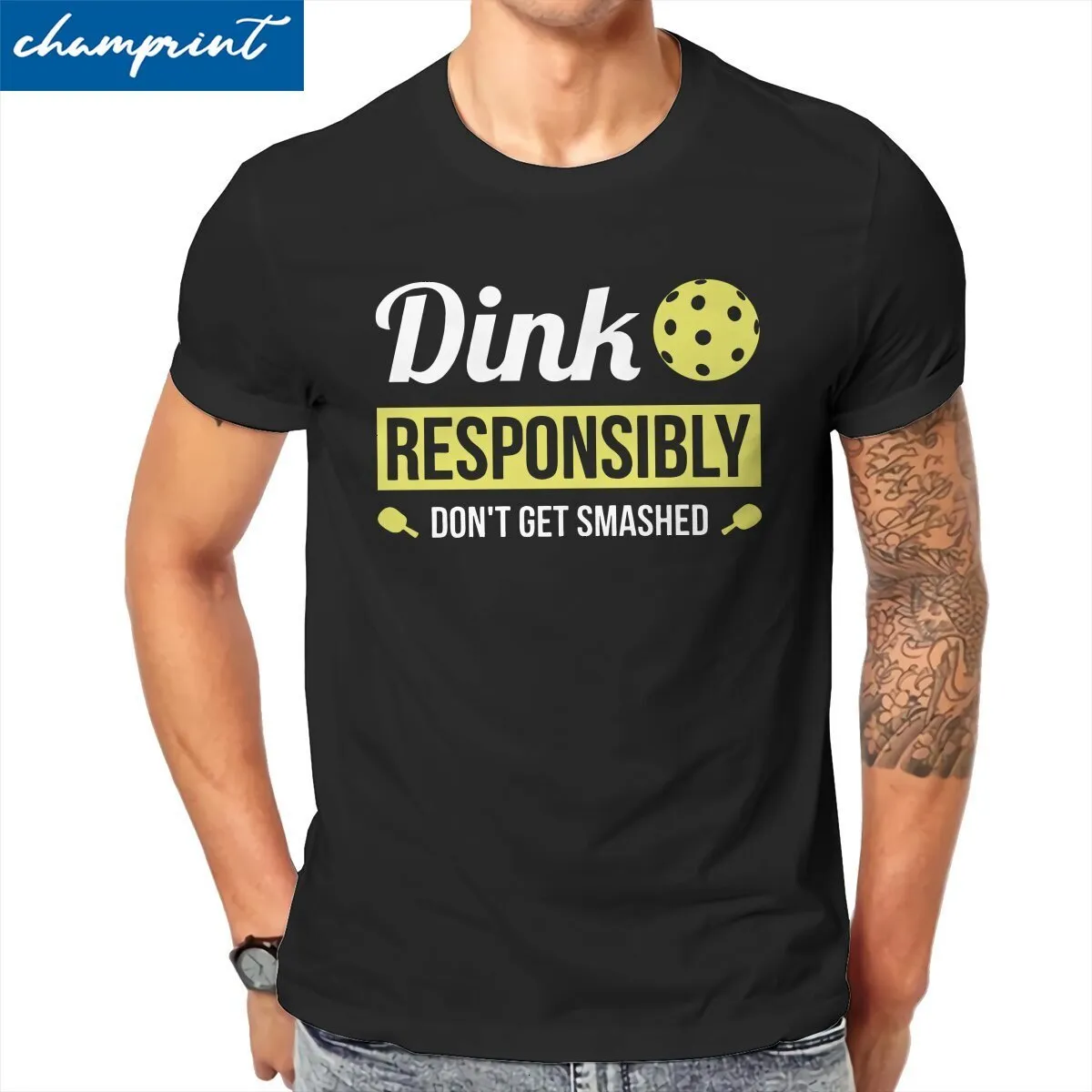 T-shirts pour hommes Vintage Dink de manière responsable drôle Pickleball pour hommes col rond coton t-shirts à manches courtes t-shirts idée cadeau vêtements 230404