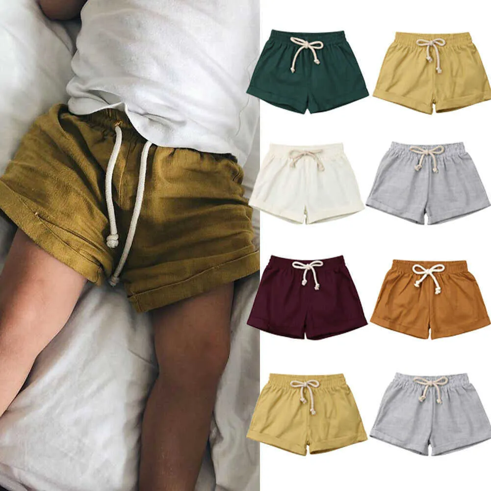 Shorts 2019 roupas de verão para bebê menino menina menina curta calças de harém de moletom de algodão pp shorts linear de algodão sólido perneiras 6m-3t aa230404
