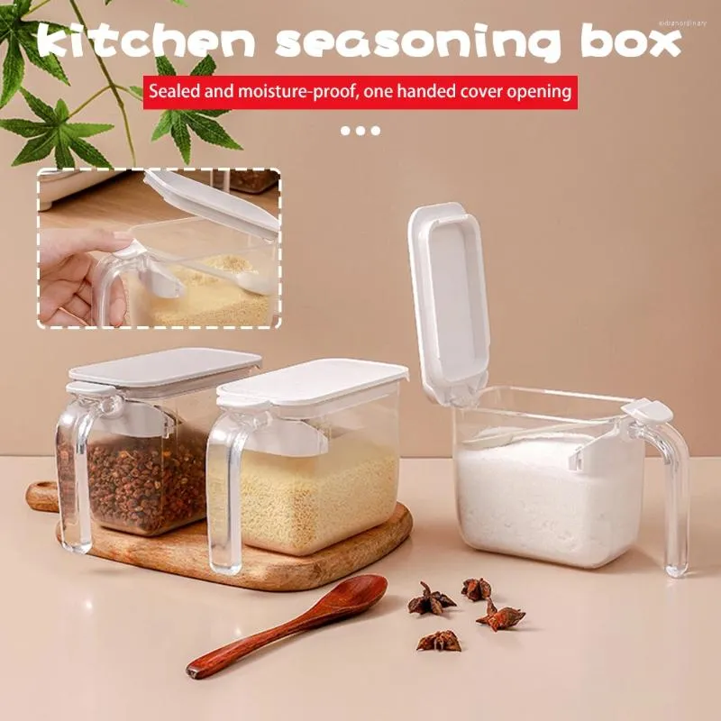 Boîte d'assaisonnement transparente de stockage de cuisine, pot à épices polyvalent résistant à l'humidité pour la maison
