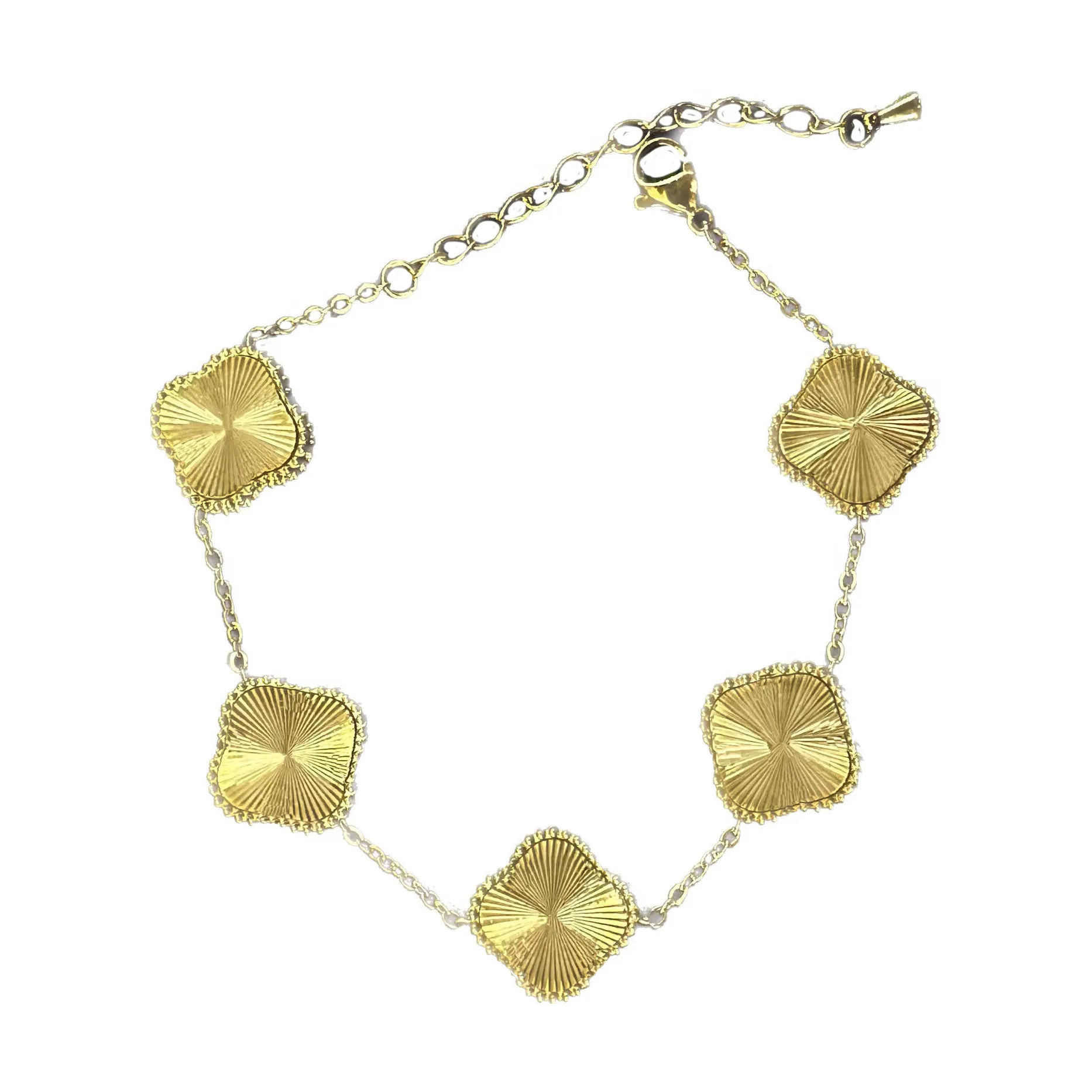 Novo estilo feminino pulseiras pulseira banhado a ouro 18 quilates pulseira de dois lados pulseira de aço inoxidável carta pingente de presente de casamento jóias l011