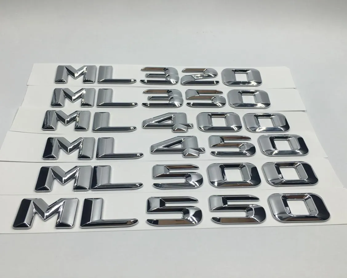 Auto Stickers Chrome ML320 ML350 ML400 ML450 ML500 ML550 Kofferbak Embleem Badge Letters Voor Mercedes ML Class3000841