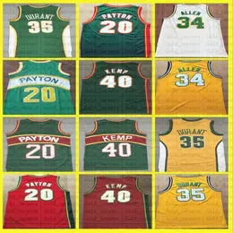 2023 Seattpersonics's 34 Allen jersey Men Kid Green Gary 20 Payton Shawn 40 Kemp Red Kevin 35 Duranetball Jerseys