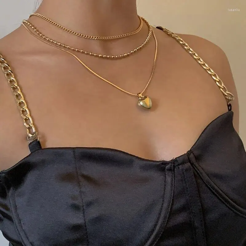 Цепочки, модная металлическая цепочка на ключицы, женское ожерелье с романтическим сердечком для ювелирных изделий, оптовая продажа, подарок на день Святого Валентина