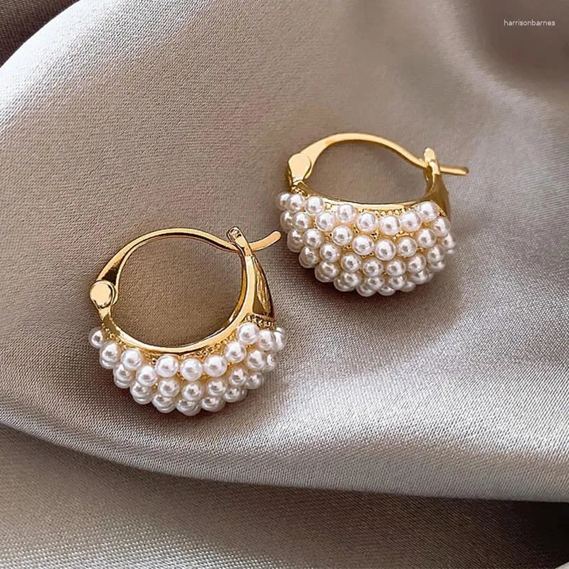 Hoop Earrings Unique Champagne Pearl Pendant Cradle 2023 Brand Jewelry Party Fashion Temperament Women's Accessories